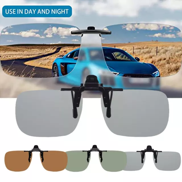 Polarised Flip up Clip On Sunglasses Risk Reducing Sport Fishing Anti-Glare E4R2