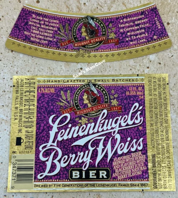 Leinenkugel's Berry Weiss Bier Label with neck- WISCONSIN