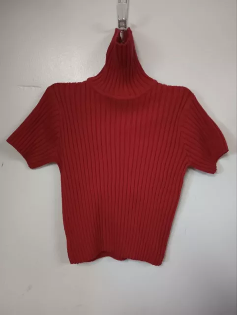 J. Crew Sweater Womens S Red 100% Cotton Short Sleeve High Neck