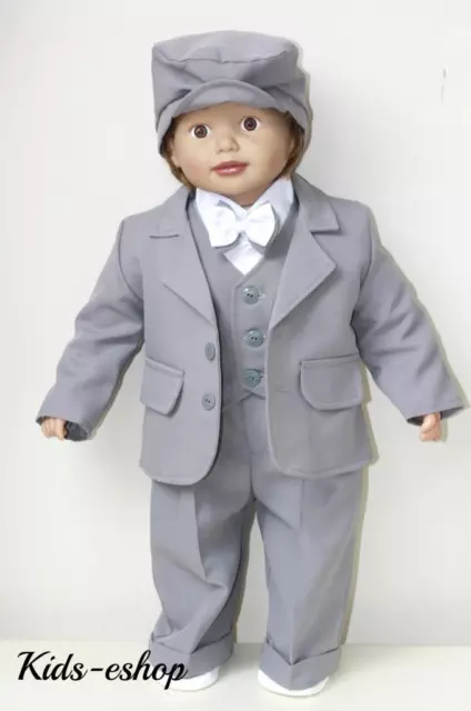 Baby Boys Grey Outfit Shirt Waistcoat Trousers Smart Formal Party Suit 3 M - 4 Y