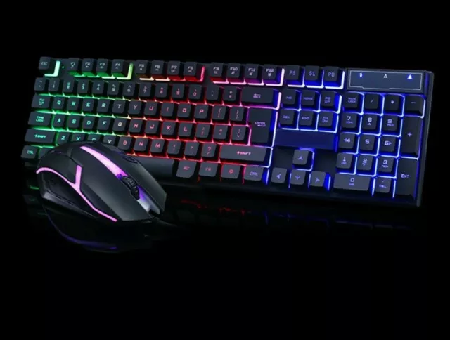 Kit Tastiera + Mouse Da Gioco Gaming Led Rgb Keyboard Usb Pc Illuminata Game