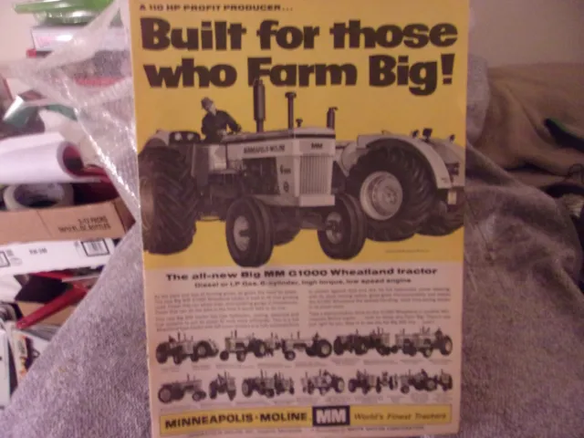 1967 MINNEAPOLIS-BIG MM G 1000 TRACTOR and More Paper Ad Farming