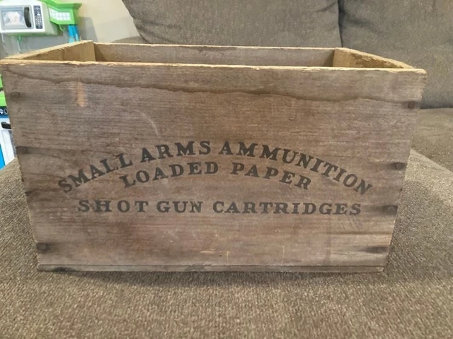 Vintage Small Arms Ammunition wood box crate Ace Maximum powder Loaded Paper