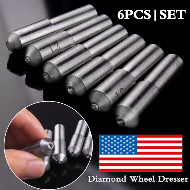 6PC 11mm Head Dia Grinding Wheel Natural Diamond Steel Dresser Dressing Pen Tool