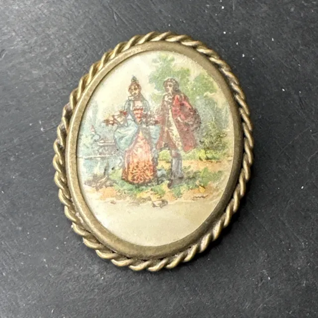 Ancienne Broche En Acier Art Nouveau art deco miniature limoges