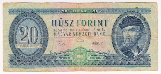 1969 Hungary 20 Forint 000882 Paper Money Banknotes Currency