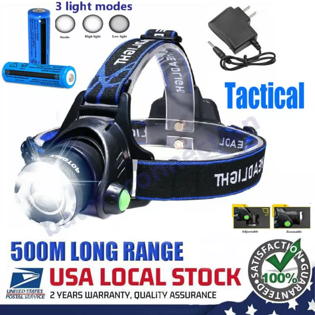 990000LM LED Headlamp Rechargeable Headlight Zoomable Head Torch Lamp Flashlight