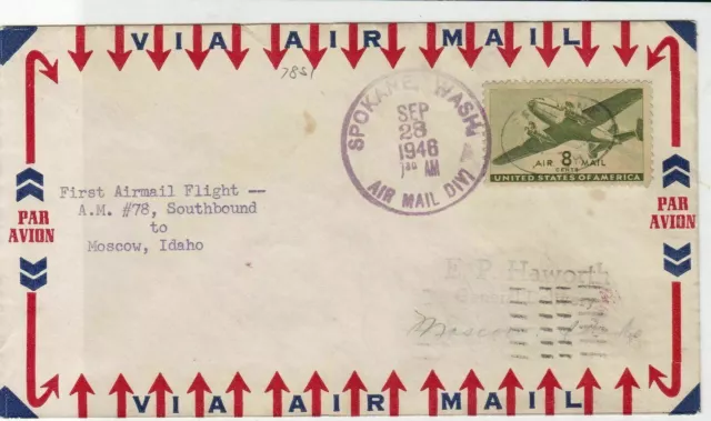 united states 1946 air mail flight stamps cover ref 20037