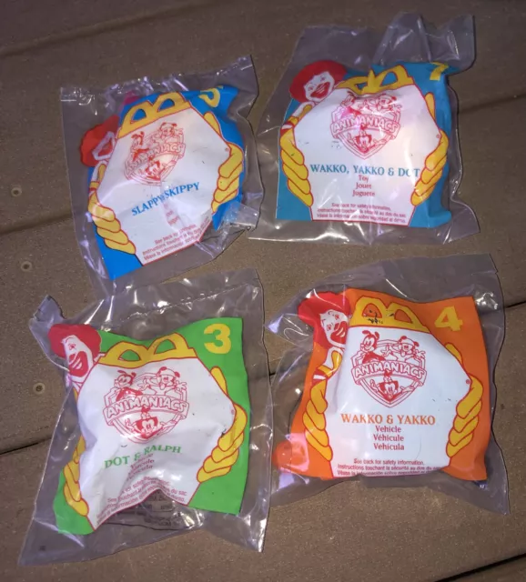 Animaniacs Mcdonalds Lot Of 4 Dot, Wakko & Yakko, Slappy Skippy SEALED