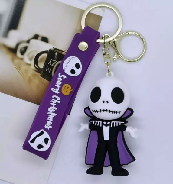 New Disney Purple Jack PVC Handbags Bags Hanger Pendant Keychains Key Rings