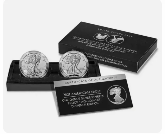 2021 American Eagle One Ounce Silver Reverse Proof 2-Coin Set Designer Edition