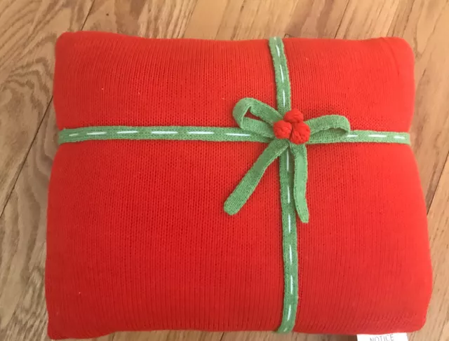 Paquete de Navidad de vacaciones Bow Knit Throw Pillow Red Whimsy 16x12