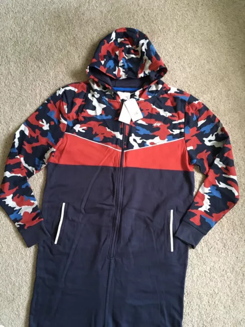 Bnwt, 16 Years Boys All In One, Cameo And Blue, Hooded, One Piece, Zip Up, Next