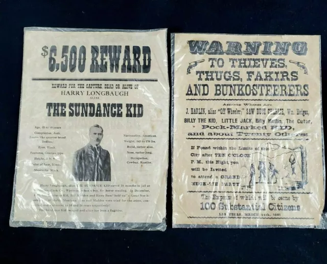 SUNDANCE KID WANTED Poster and Warning to Thieves Poster Reproductions ...