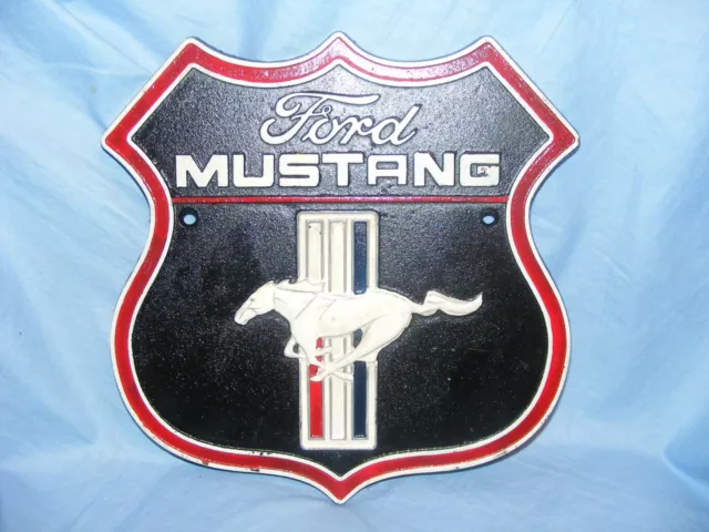 Ford Mustang Sign Car Cast Iron Advertising Sign Garage Man Cave Logo Wall Sign
