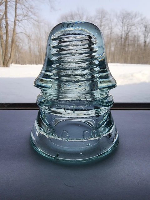 Ice Aqua/blue H.G.Co. Cd 151 Glass Insulator W Ghost Letters On Crown/dome