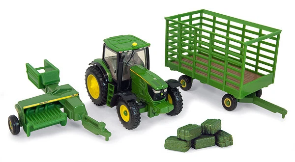 1/64 Ertl John Deere 6210R W/ 338 Baler & Throw Hay Wagon 1/64 Ertl John Deere 6210R W/ 338 Baler & Throw Hay Wagon