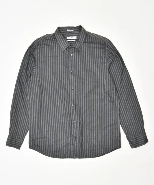 Camicia Calvin Klein da uomo vestibilità moderna XL grigio a righe cotone classica LG04