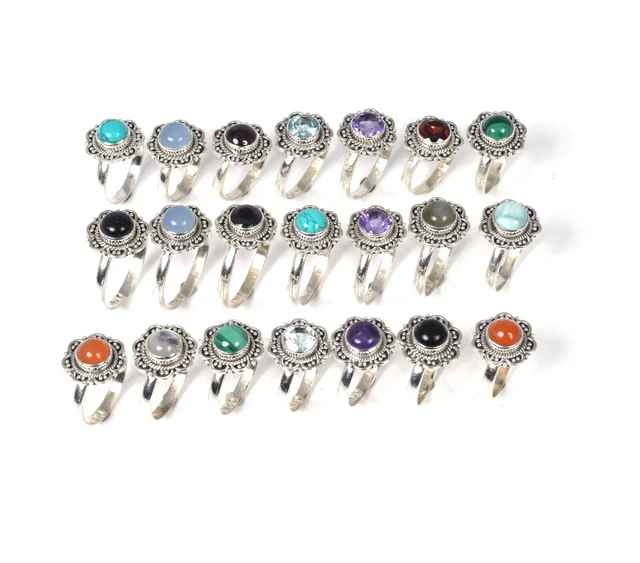 Wholesale 21pc 925 Solid Sterling Silver Labradorite Mix Ring Lot u356