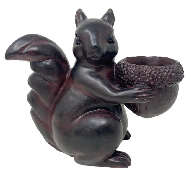 7” Squirrel W/Acorn, Inset Eyes, Resin, Made In China