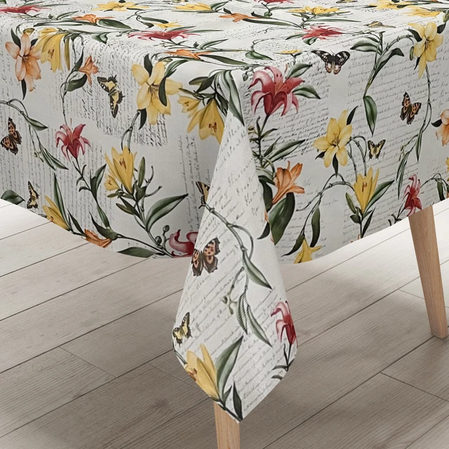 Nappe De Table Toile Cirée KEVKUS P672-1 Motif Fleurs Beige – Lavable, Intérieur/extérieur