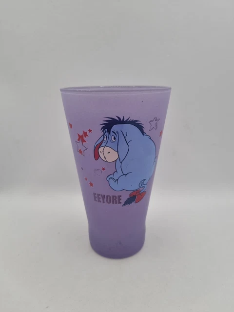 Disney Store Winnie The Pooh Eeyore Tall Purple Frost Glass, Collectable, VGC