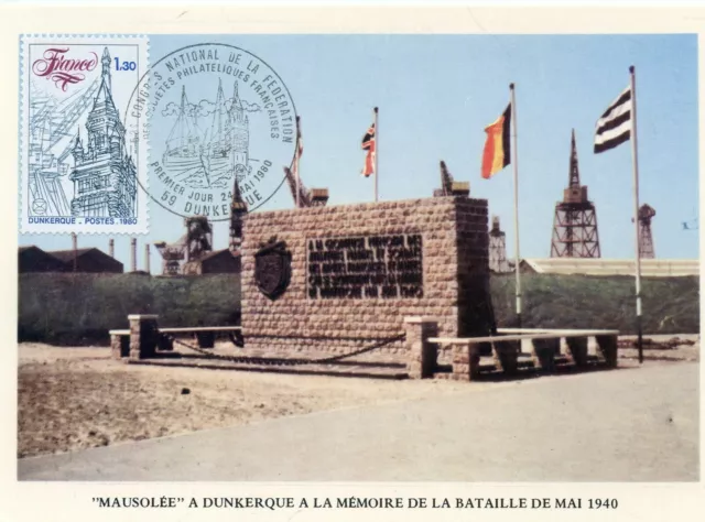 Maximaphilie Carte Postale Maximum France / Mausolee A Dunkerque 1980