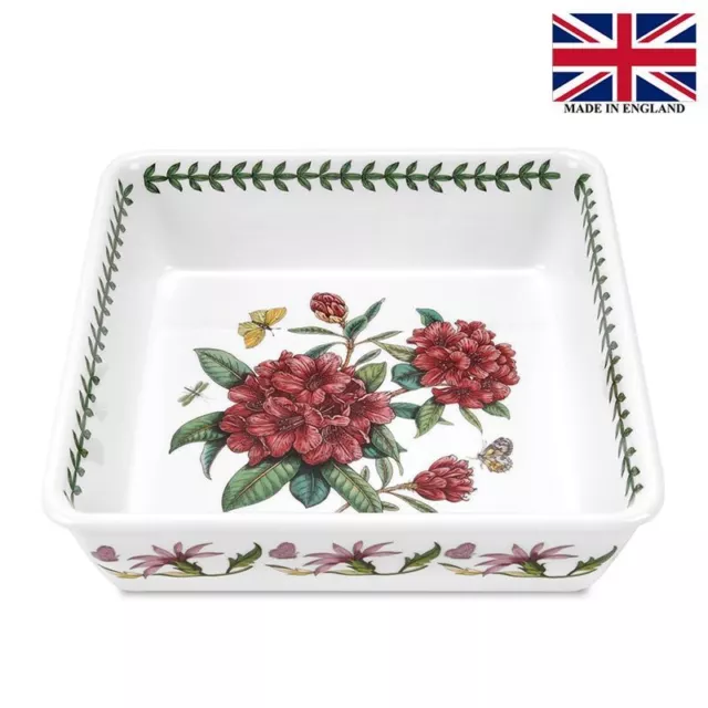 Portmeirion Botanic Garden - Deep Square Dish 24.5x24.5cm Rhododendron