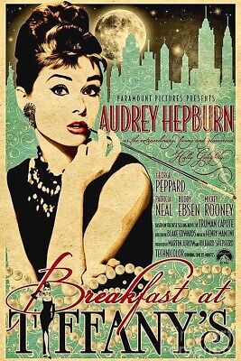 Poster Manifesto Locandina Cinema Vintage Colazione da Tiffany Audrey Hepburn