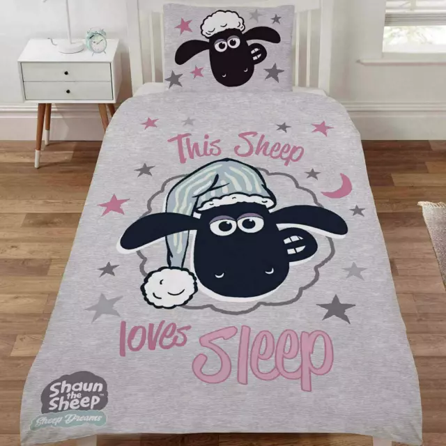Shaun the Sheep Love Sleep Single Panel Duvet Cover Reversible Bedding Set