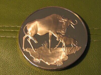 East African Wild Life Society Wildebeests Franklin Mint Bronze Medal