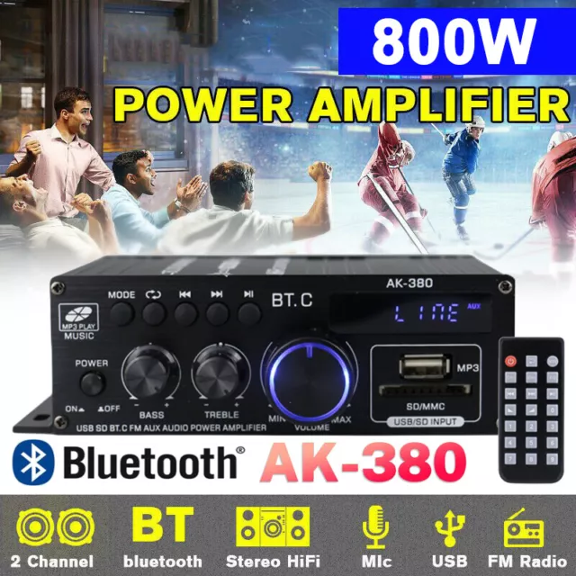 800 W Bluetooth Verstärker HiFi Stereo Verstärker Digital Power Audio MP3 Player