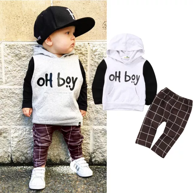 Newborn Baby Boys  Hooded Tracksuit Sweatshirt Tops Pants Outfit Set Clothes