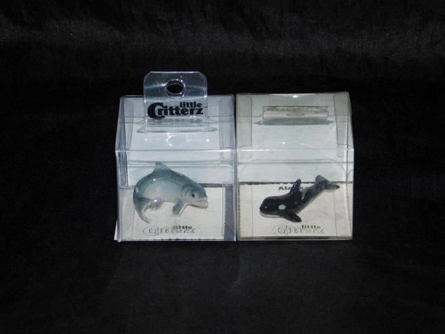 Little Critterz Alaska Orca Killer Whale & Sockeye Salmon Fish NEW Mini Figurine