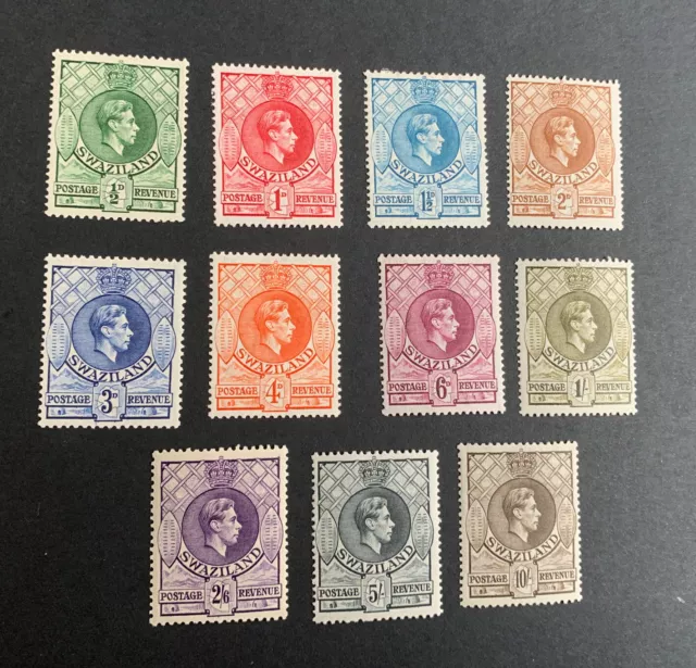 SWAZILAND George VI 1938/54 SG28a to SG38a VLMM (perf 13½ x 14) stamp set