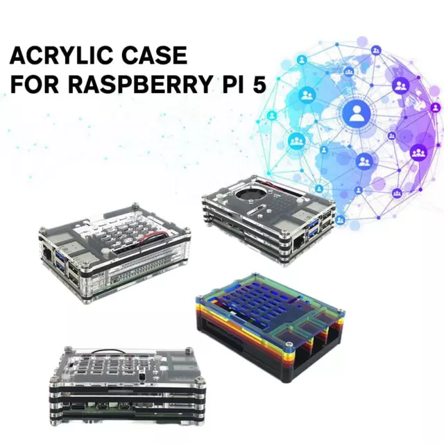 For Raspberry Pi 5 Case Enclosure Acrylic Cas M4V8 P8A4