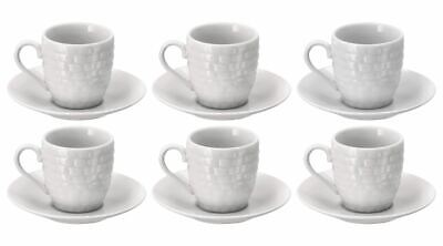 Set 6 Tazzine Tazze Caffe' con Piattini in Porcellana Decoro Pietra