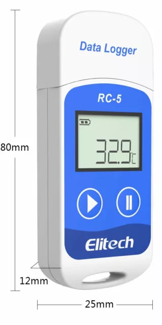 Elitech RC-5 Mini USB Temperature Data logger Temp Recorder 32000 Points CR2032 3