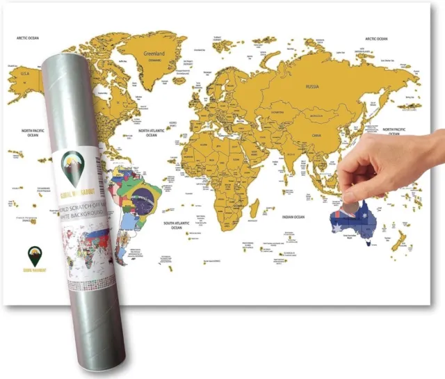 🌎 Scratch Off World Map Large A1 Brand New 🌎 Gift Traveller