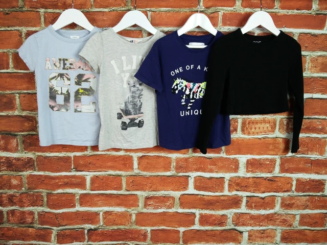 Pacchetto T-Shirt Ragazze Età 5-6 Anni Next H&M M&S Set Maniche Estive Casual 116Cm