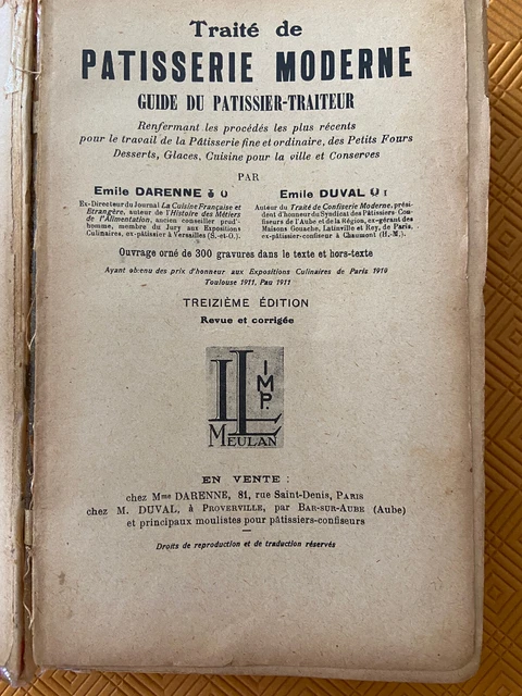 TRAITÉ DE PÂTISSERIE Moderne - Darenne & Duval - ancienne édition