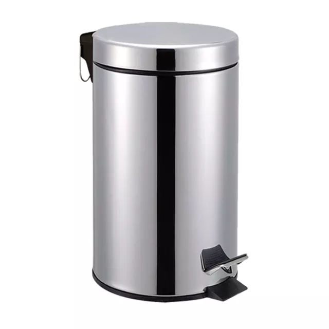 Stainless Steel Silver Kitchen Bathroom Toilet Rubbish Pedal Bin 3 5 12 20 & 30L