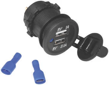 Namz NUSB-P02 Dual USB Charging Port Panel Mount w/ O-Ring &amp; Lock Nut
