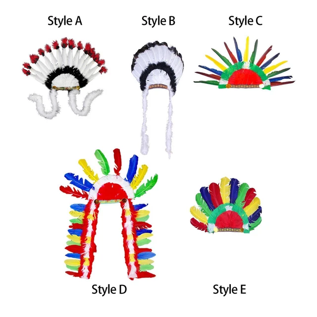 Coiffe de plumes Chapeau indien en chef Accessoires photo pour carnaval de