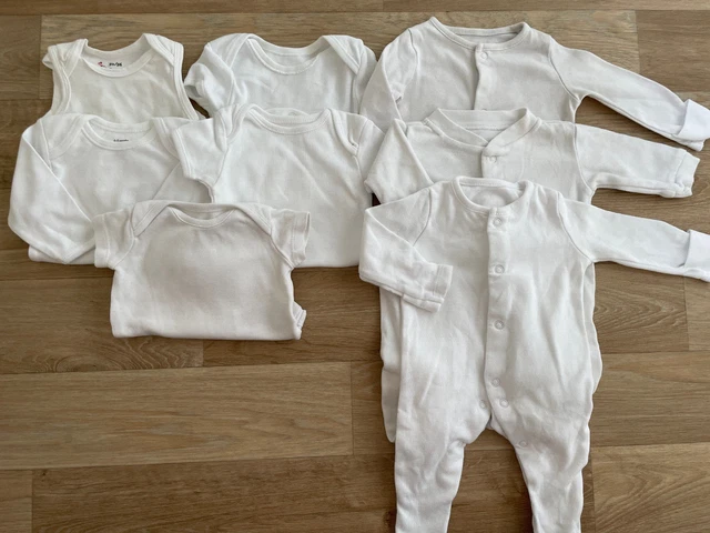 Baby Boy Girl Unisex NEWBORN FIRST 1 MONTH White bundle Sleepsuits Bodysuits