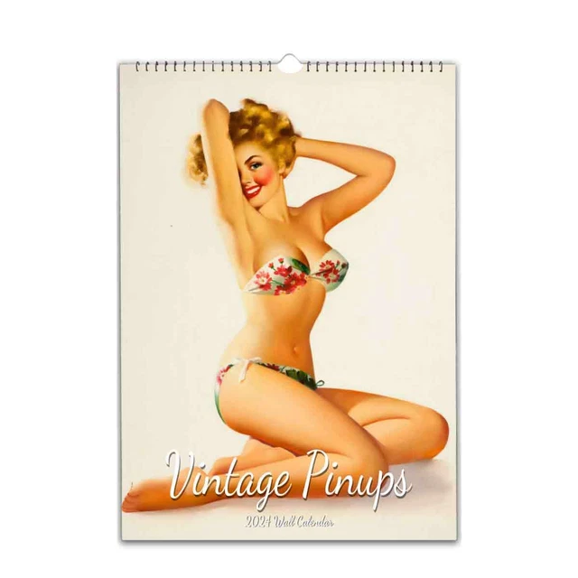 VINTAGE 30S,40S PINUPS 2024 Personalised Wall Calendar Slim Dates