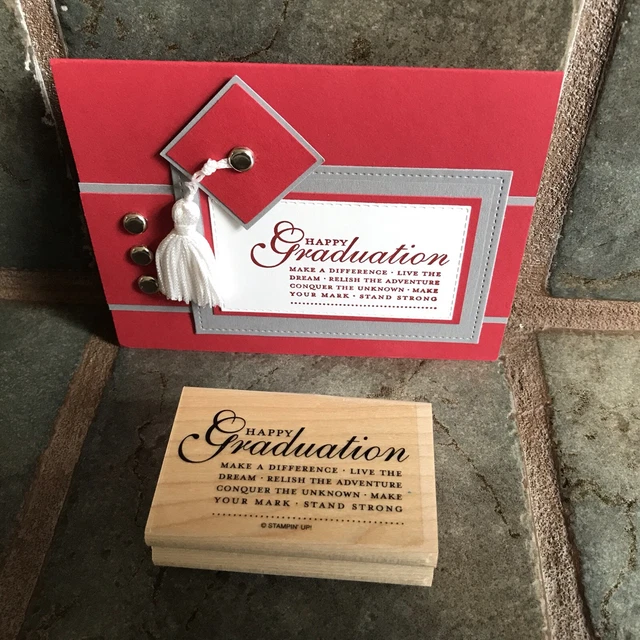 STAMPIN UP HAPPY GRAD Graduation Wood Rubber Stamp Set Of 1 Rare EUC ...