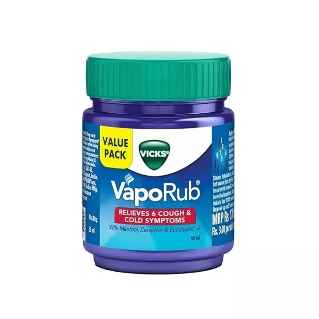 Vicks Vaporub Vaporizar Dolor de cabeza Tos Resfriado Nariz tapada...