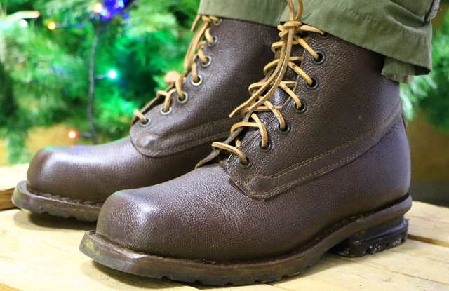 WW2 SWEDISH ARMY Work Combat Boots Full leather BROWN VINTAGE NEW