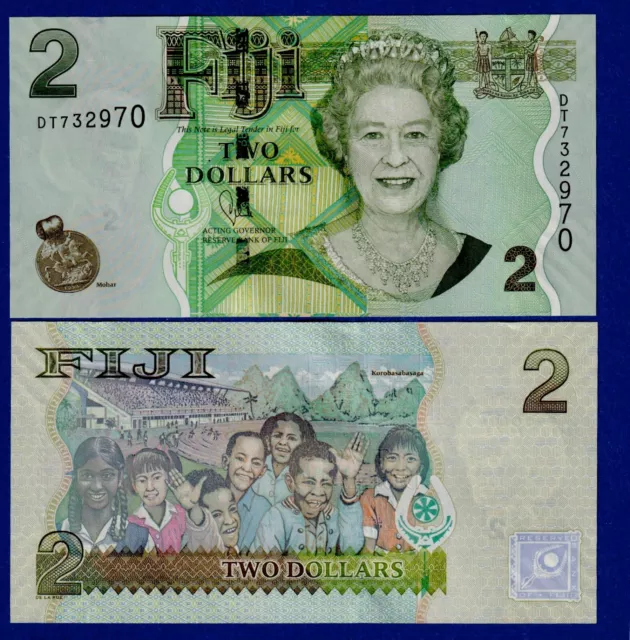 Fiji $2 (2012 Nd) - P-109 Unc Banknote - Qe Ii Portrait